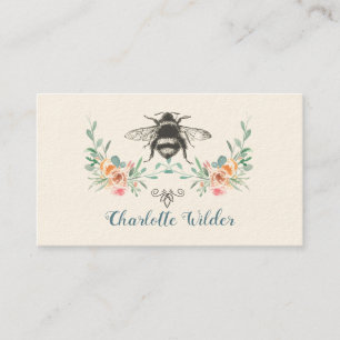Script Signature Personalized Bee Floral  Calling Card