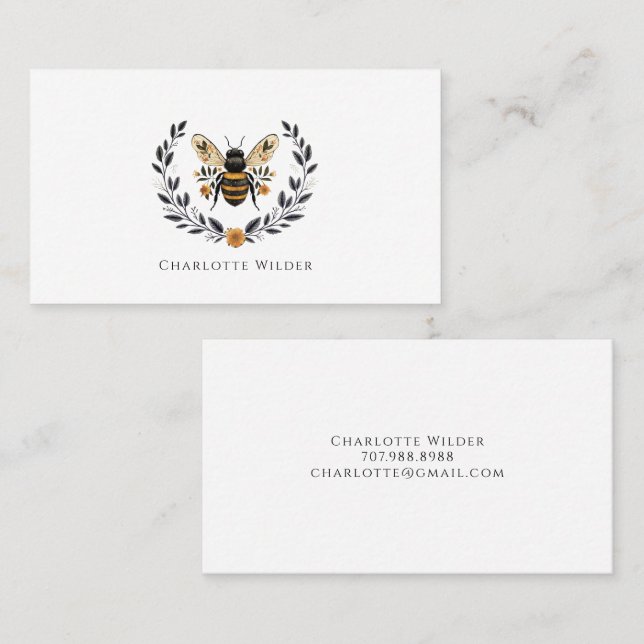 Script Signature Personalized Bee Floral  Calling Card (Front/Back)