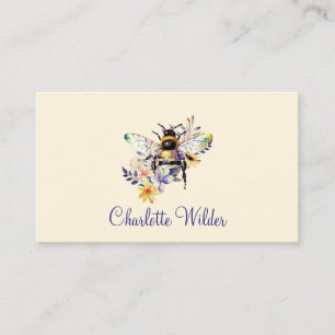 Script Signature Personalized Bee Floral Calling Card