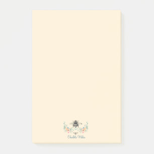 Script Signature Personalized Bee Floral  Post-it Notes