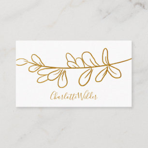 Script Signature Personalized Gold Foliage Calling Card