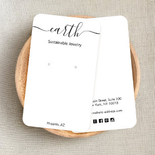Script Signature White Earring Display Card