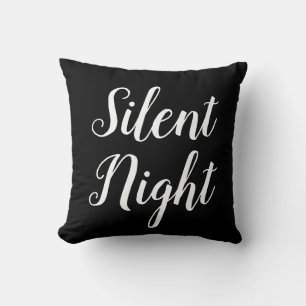 script SILENT NIGHT - typography Throw Pillow