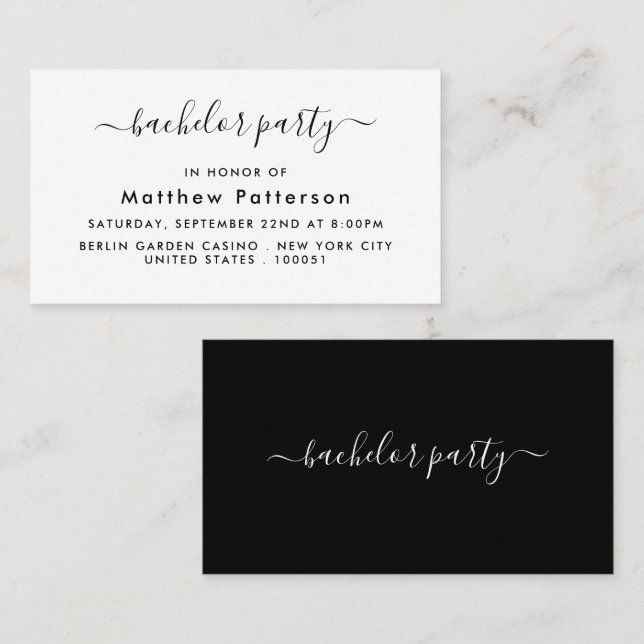 Script simple - Bachelor Party Ticket Invitation (Devant / Derrière)