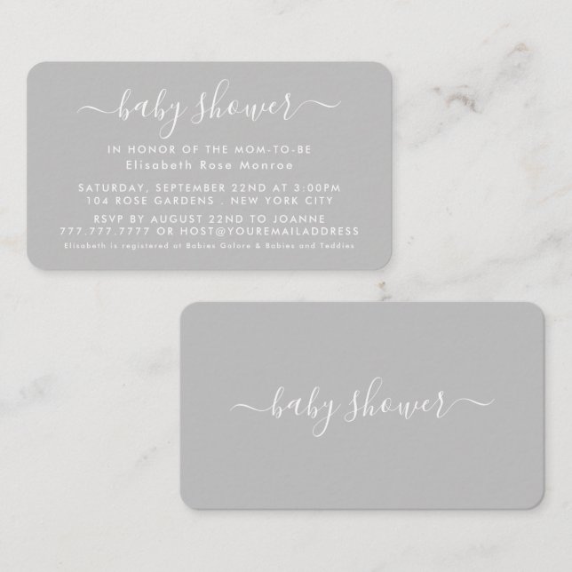 Script simple - Invitation de billet Baby shower (Devant / Derrière)