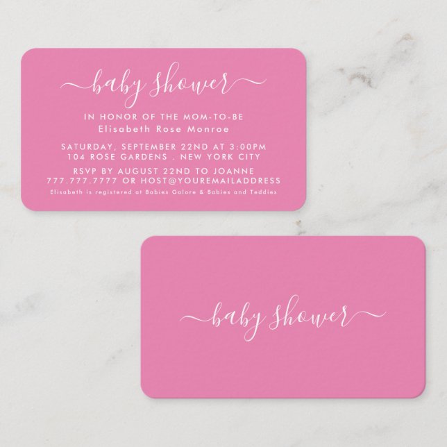 Script simple - Invitation de billet Baby shower (Devant / Derrière)