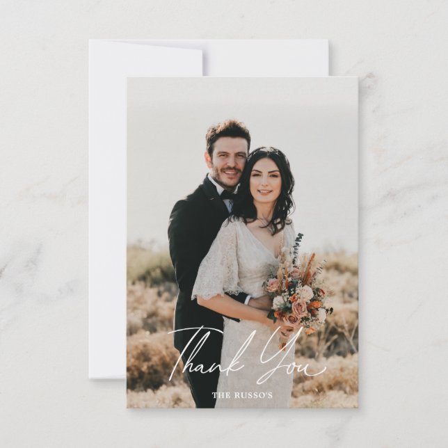 Script Simple Photo Mariage Carte de remerciements (Devant)