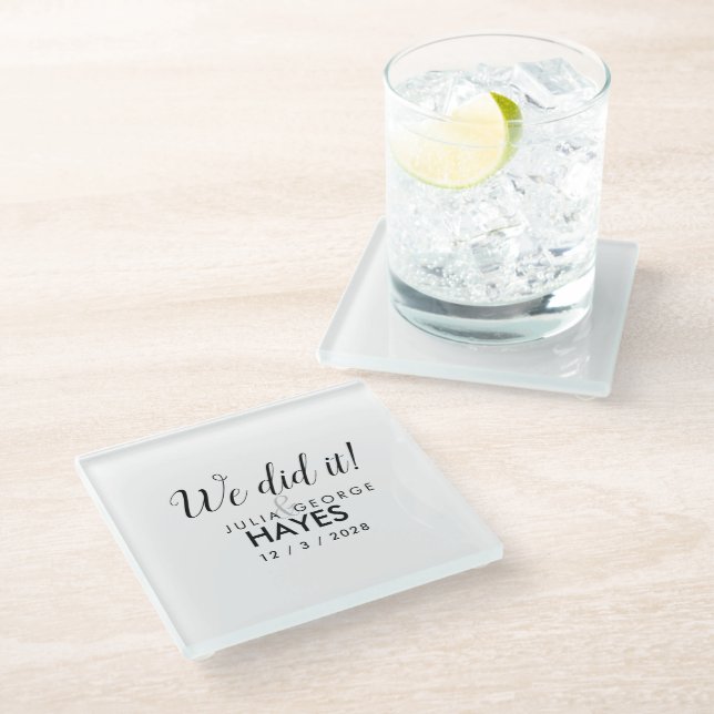 Script Simple WE DID IT! WEDDING FAVOR Coaster (Angled)
