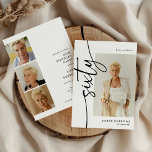 Script Sixty 4 Photo Collage 60th Birthday Invitation<br><div class="desc">Celebrating your 60th birthday has never been this personal and memorable. With our 'Elegant Script Sixty 4 Photo Birthday Double Sided Invitation' template, you'll create a custom invite that's uniquely you. Featuring 4 of your favorite photos in a modern collage, age and name are front and center. On the reverse...</div>