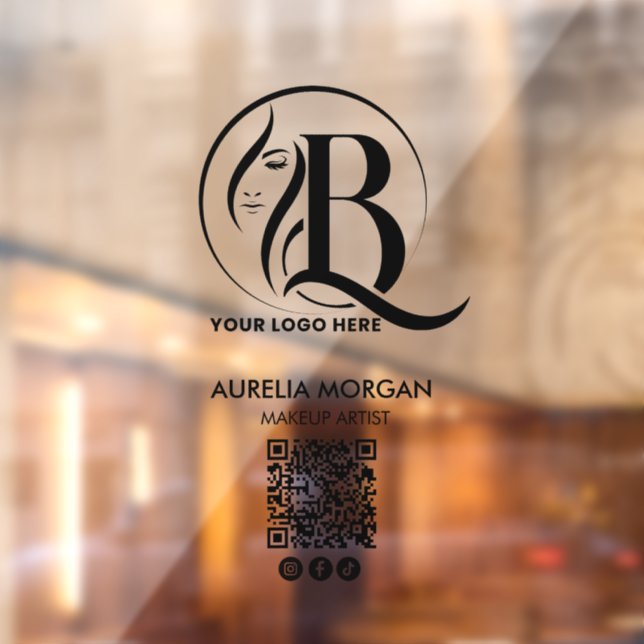 Script Social Icon QR Code Logo makeup Artist Window Cling (Sheet 2)