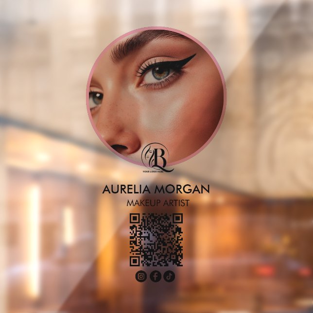 Script Social Icon QR Code Photo makeup Artist Window Cling (Sheet 2)