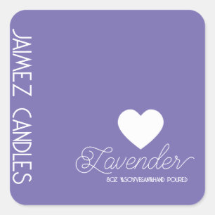 Script Soy Vegan Candle Maker Lavender Pastel Square Sticker