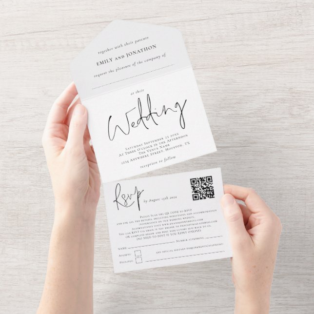  Script Space for Guest Name Individual Addresses All In One Invitation (Tearaway)