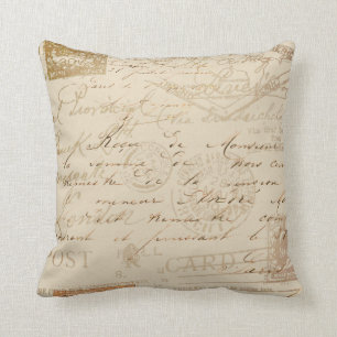 Script & Stamps Throw Pillow