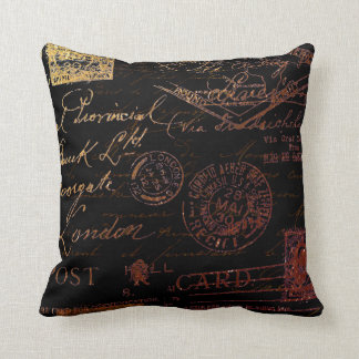 Script & Stamps Throw Pillow