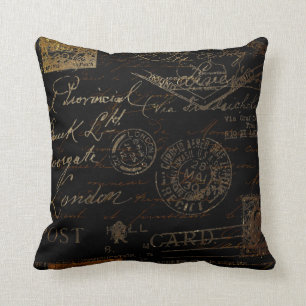 Script & Stamps Throw Pillow
