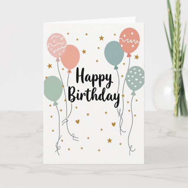 Script Star Birthday Card (Front)
