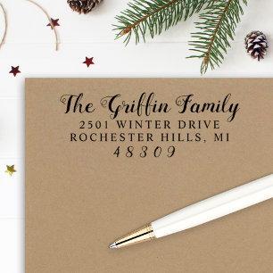 Script Surname Elegant Stamped Return Address Self-inking Stamp