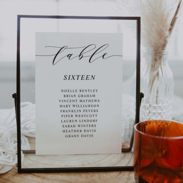 Script Table Number Wedding Reception Card S105 (Creator Uploaded)