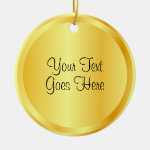 Script Template Faux Gold Metallic Look Elegant Ceramic Ornament
