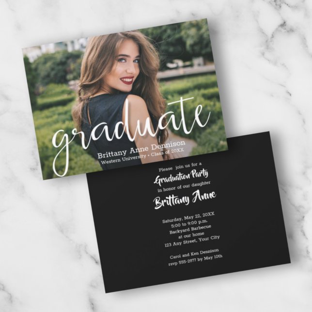 Script tendance Photo Graduation Party Invitations (Créateur téléchargé)