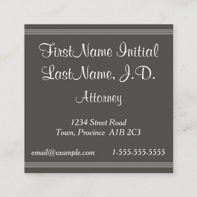 Script Text Attorney Business Card (Front)