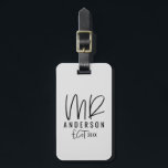 Script text mr typography wedding gift luggage tag<br><div class="desc">Script text mr typography wedding gift. Modern,  graphic design. Ideal for bachelorette party,  bridal shower parties,  wedding day attire,  wedding gift or honeymoon.</div>