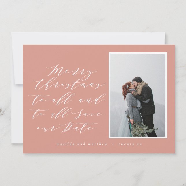 Script text photo Christmas save the date Holiday (Front)