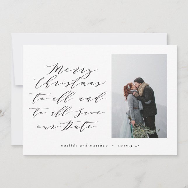 Script text photo Christmas save the date Holiday (Front)