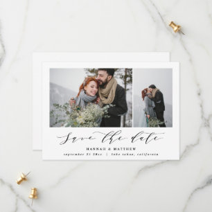 Script text photo elegant modern wedding save the date