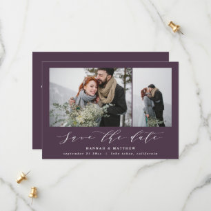 Script text photo elegant modern wedding save the date