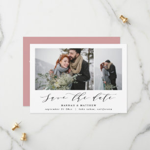 Script text photo elegant modern wedding save the date