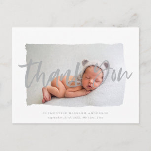 Script text thank you birth announcement postcard