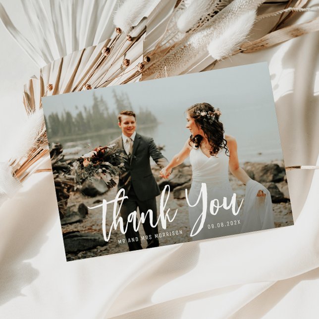 script text thank you wedding photo card (Creator Uploaded)