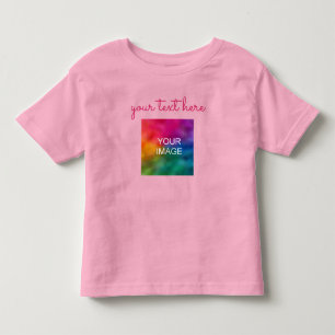 Script Text Upload Photo Create Your Own Pink Baby Toddler T-shirt
