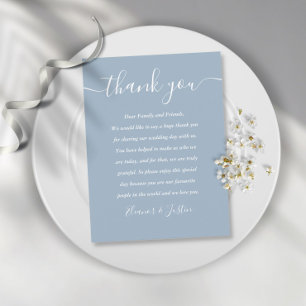 Script Thank You Dusty Blue Wedding Place Card