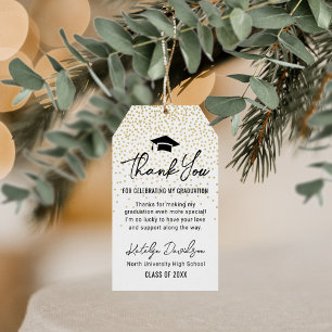 Script Thank You Gold Confetti 2026 Graduation Gift Tags