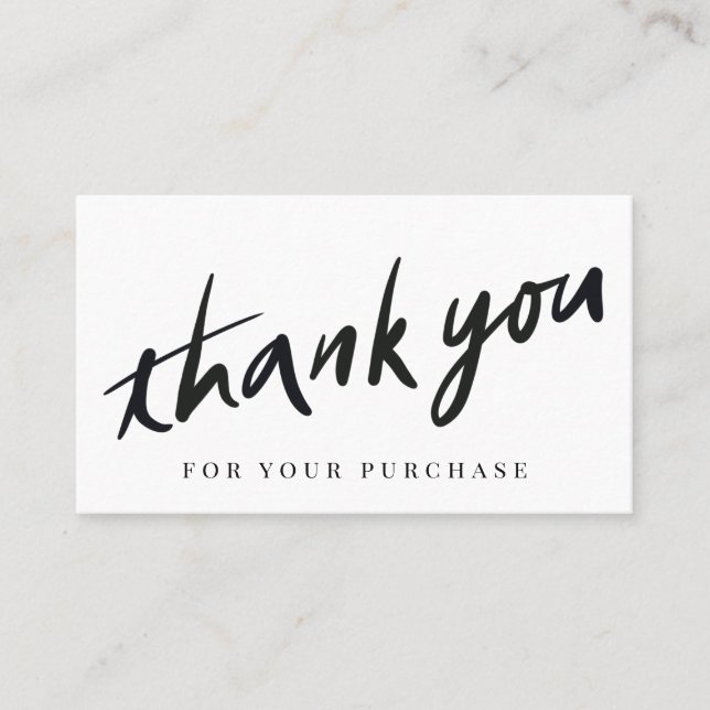 Script Thank You White Business Card (Front)