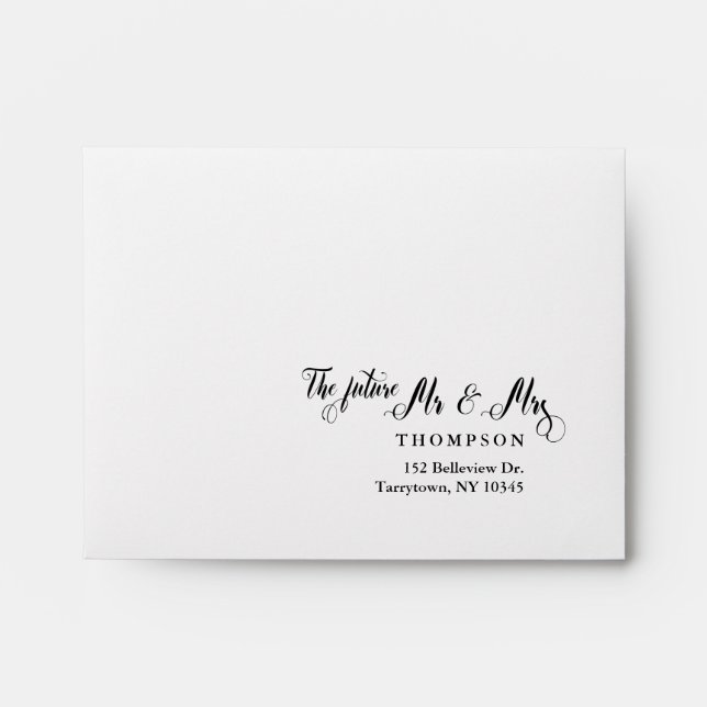 Script The Future Mrs and Mr Wedding RSVP Envelope (Front)
