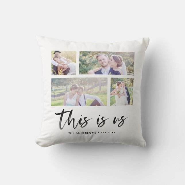 Script This is Us Family Name Photo Collage Throw Pillow (Front)