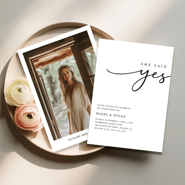 Script Trendy Minimal Wedding Engagement Photo Invitation (Creator Uploaded)