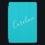 Script Turquoise Solid Colour Personalized Name iPad Pro Cover<br><div class="desc">Cute Script Turquoise Solid Colour Personalized Name iPad Pro Cover</div>