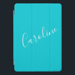 Script Turquoise Solid Colour Personalized Name iPad Pro Cover<br><div class="desc">Cute Script Turquoise Solid Colour Personalized Name iPad Pro Cover</div>