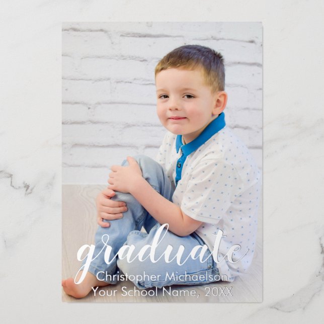 Script Two Photo Graduation Announcement (Front)