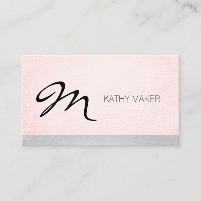 Script Type Monogram Grunge Two Tone Appointment Card (Front)