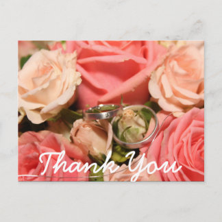Script type & Pink Roses | Thank You Card