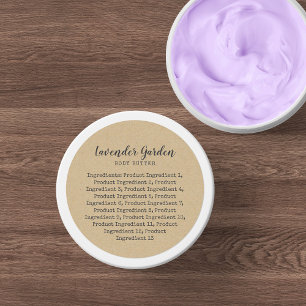 Script Typewriter Ingredients List Kraft Label