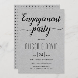 Script typography grey wedding engagement party invitation