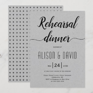 Script typography grey wedding rehearsal dinner invitation