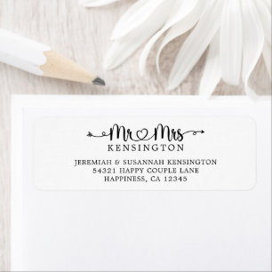Script Typography Mr Mrs Wedding Return Address